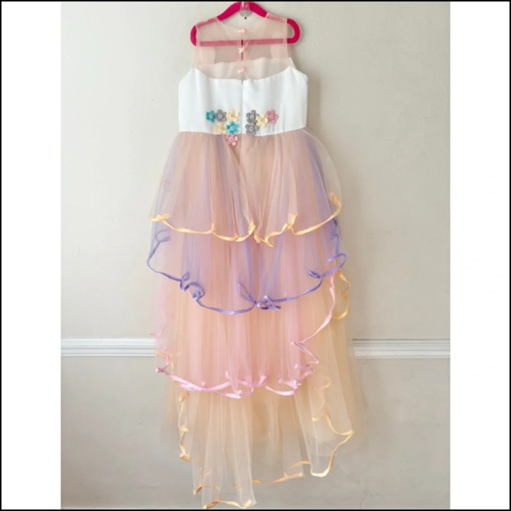 Girl’s Tulle Satin Unicorn Maxi Dress